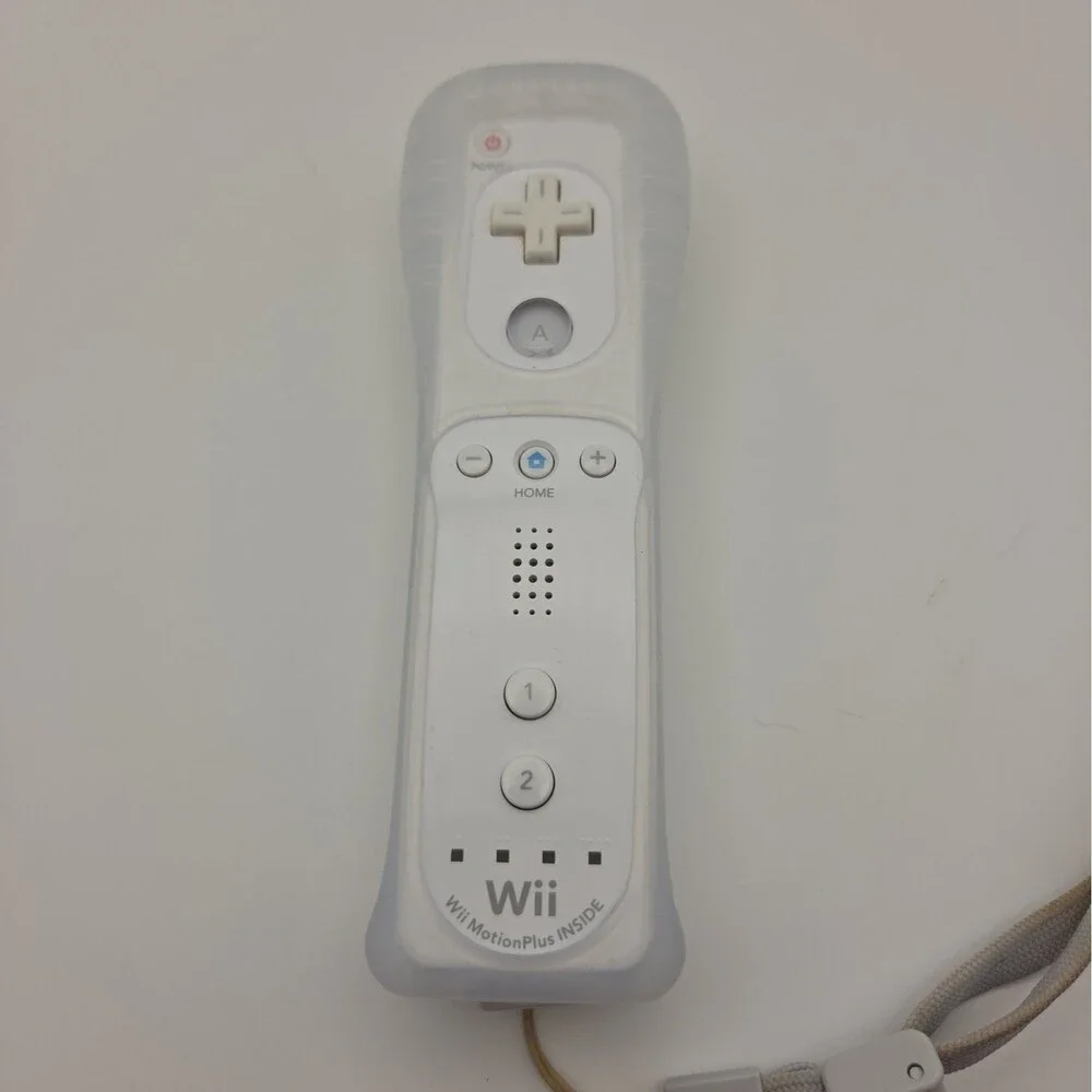 White Wii Nintendo Motion Plus Controller With Sleeve And Strap Tested